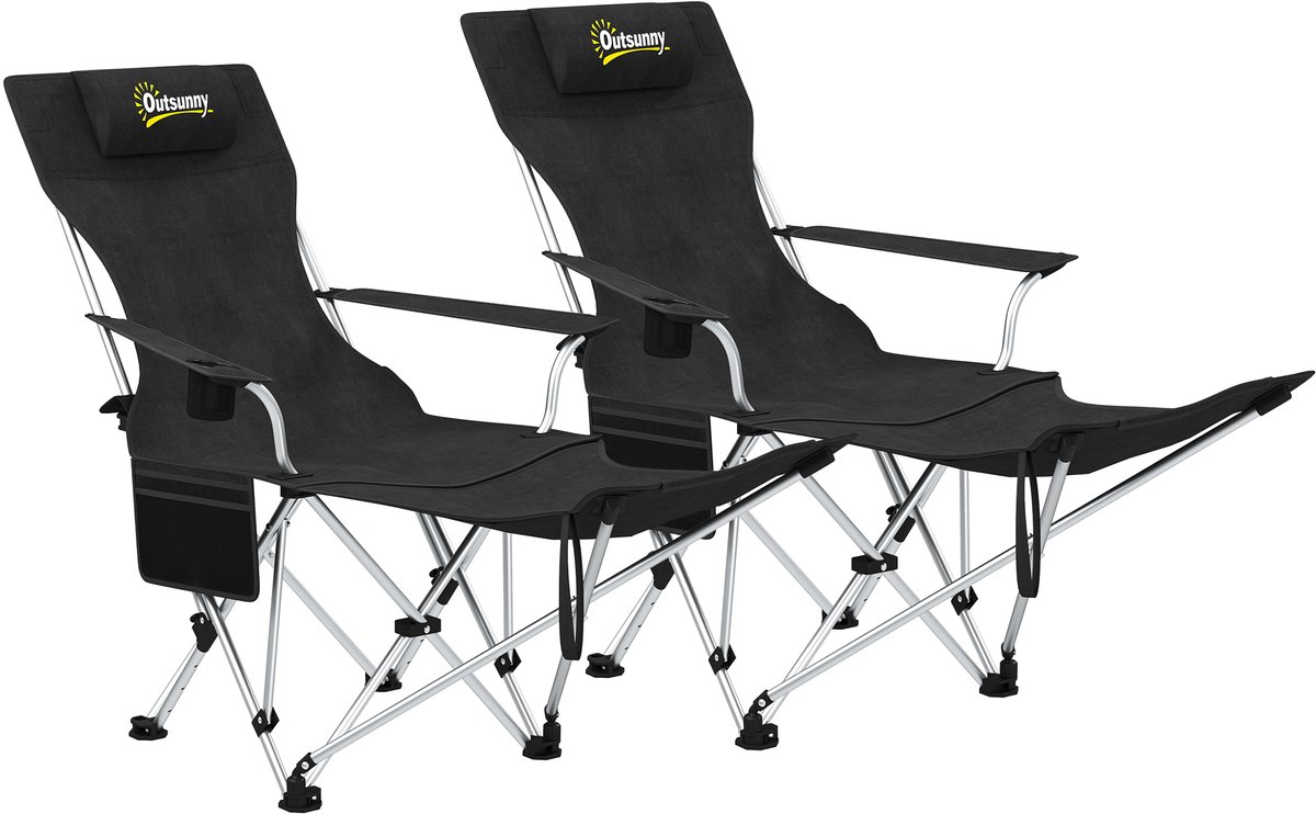 Outsunny-Campingstuhl-Metall, Oxfordstoff-Schwarz