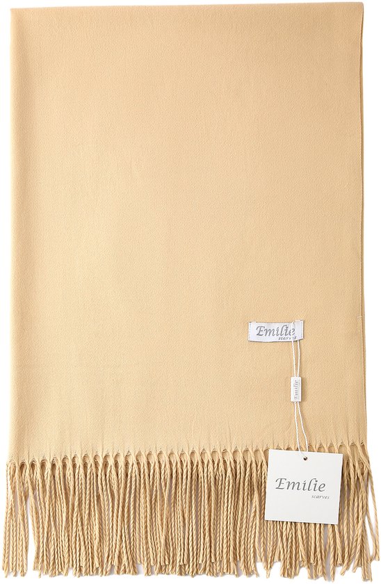 Emilie scarves - sjaal - omslagdoek - pashmina - beige - 200X70CM - 100% Gerecycled polyester