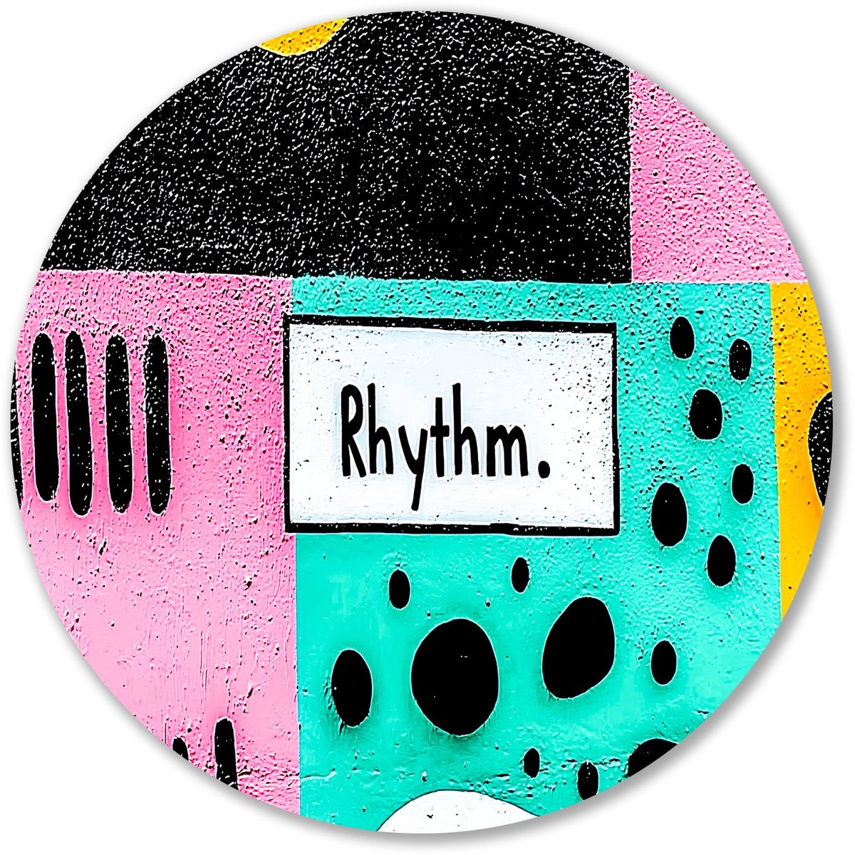Ritmische wanddecoratie met patronen - Ritme muurdecoratie rond - Wandschalen patronen - Pop Art - Schilderij op Forex rond - Romantische wanddecoratie - muurcirkel forex 100x100 cm