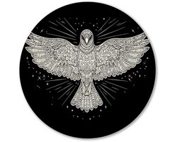 Valk met uitgestrekte vleugels - Valk rond schilderij - Wandschalen vogel - Lijntekening - Forex ronde decoratie - Wanddecor accessoires - muurcirkel forex 40x40 cm