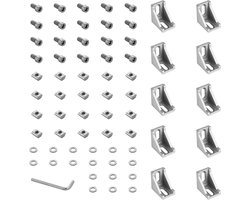 Aluminium profiel montagemateriaal 20 x 20 cm - Bevestigingsmateriaal hoekprofiel - Hoekverbinding - Wandhouder 90 graden - Hoek raster voor 2020 stangprofiel - 3D-printer CNC-router - Silbe - Goedkoop - Duurzaam