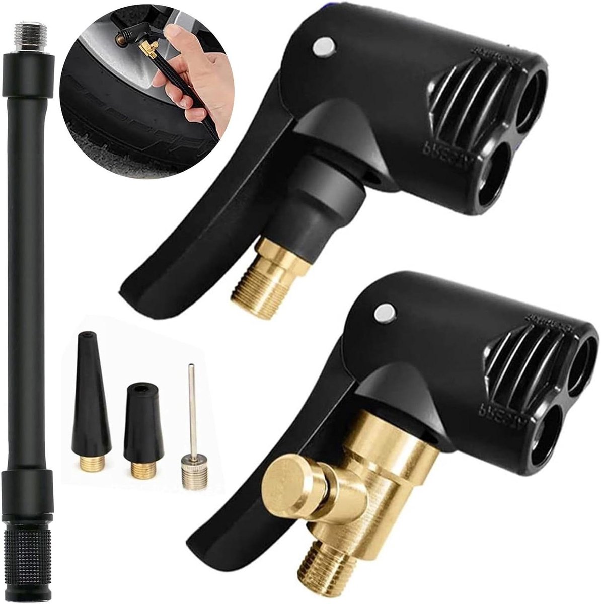 Allecto Plus - Messing Autoventiel Adapter - Autobanden Luchtpomp - Ventiel Adapter Fiets Motorbanden