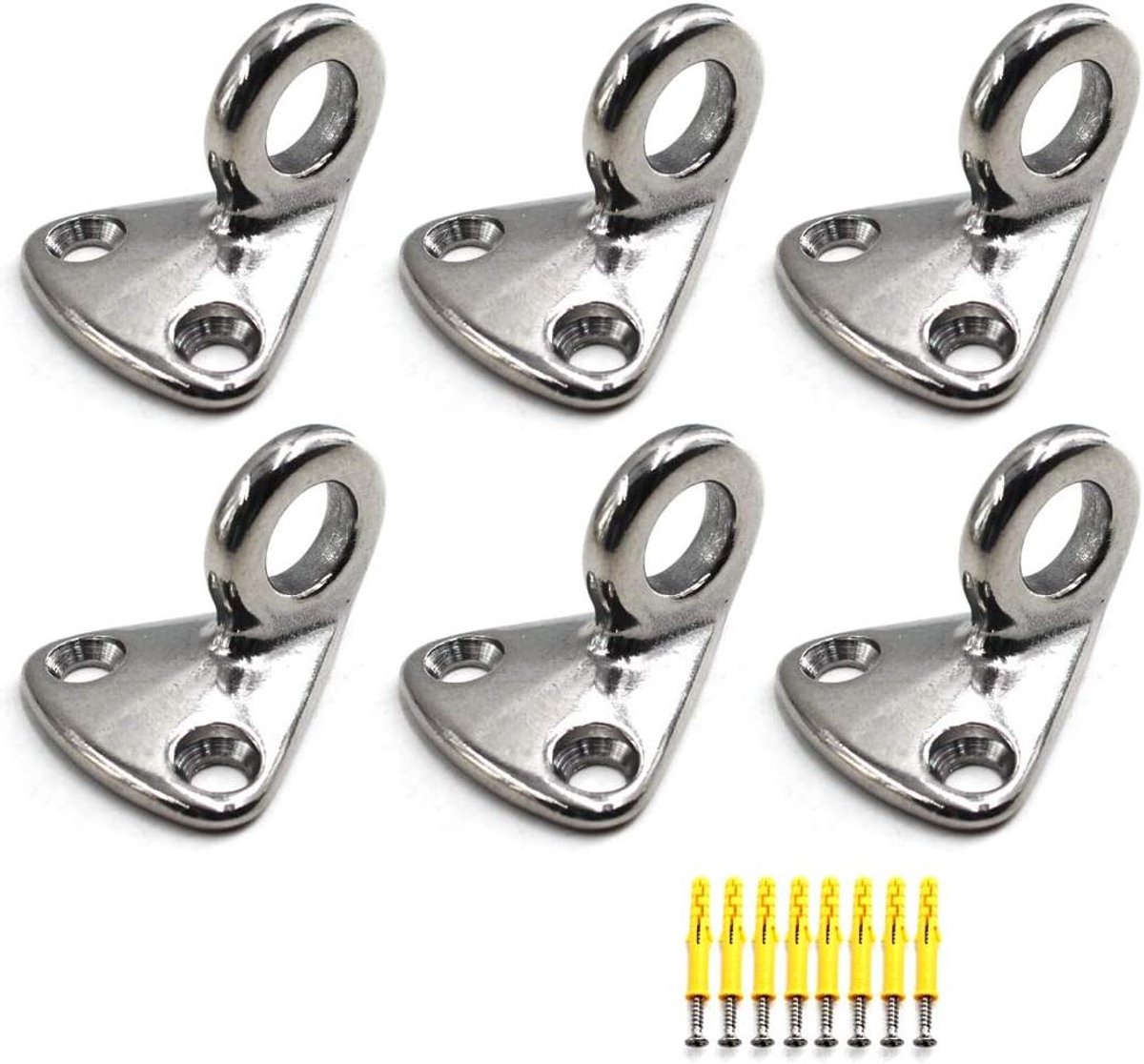 Allecto Plus - Roestvrij Staal Pad Eye Fender Haak voor Marine Grade 316 Hardware - Boot Schip Accessoires met Schroeven (6 stuks)