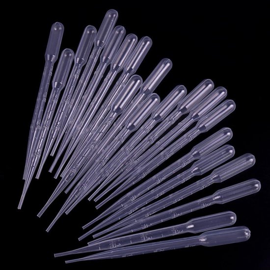 Allecto Plus - 200 stuks 3 ml herbruikbare plastic pipetten voor laboratorium - Transparante meetpipetten - Wegwerp pipetten met schaal - Transferpipetten voor klaslokaal experiment - Parfum etherische oliën - Pipet dispenser van Allecto Plus — afbeelding 3