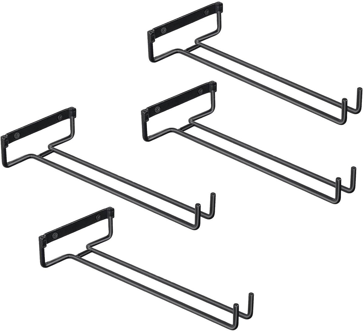 Allecto Plus - Hangende glazenhouders (4 stuks) - Smeedijzeren wijnglashouder voor wijnkast - Zwarte glashouder voor bar en keuken