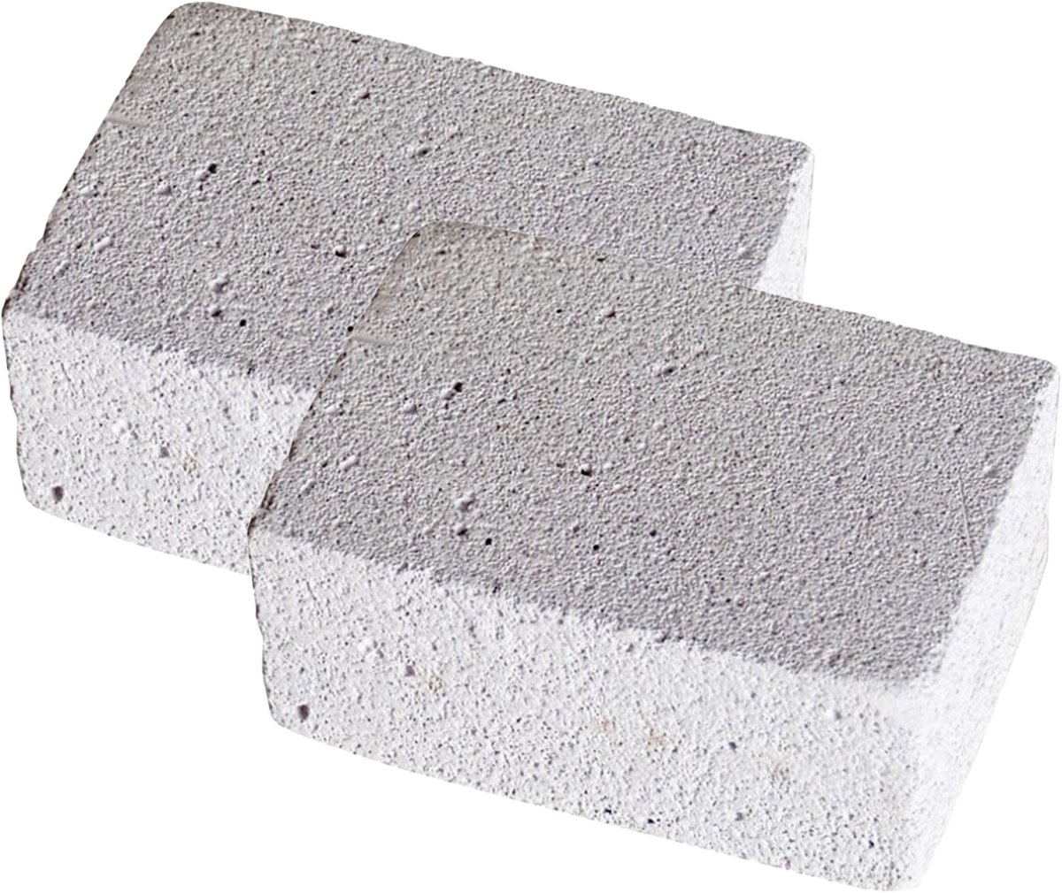 Gerimport Schoonmaak steen voor barbecue - 2x - Schuursteen - BBQ reinigingsblok - 10 x 8 x 5 cm - Grijs