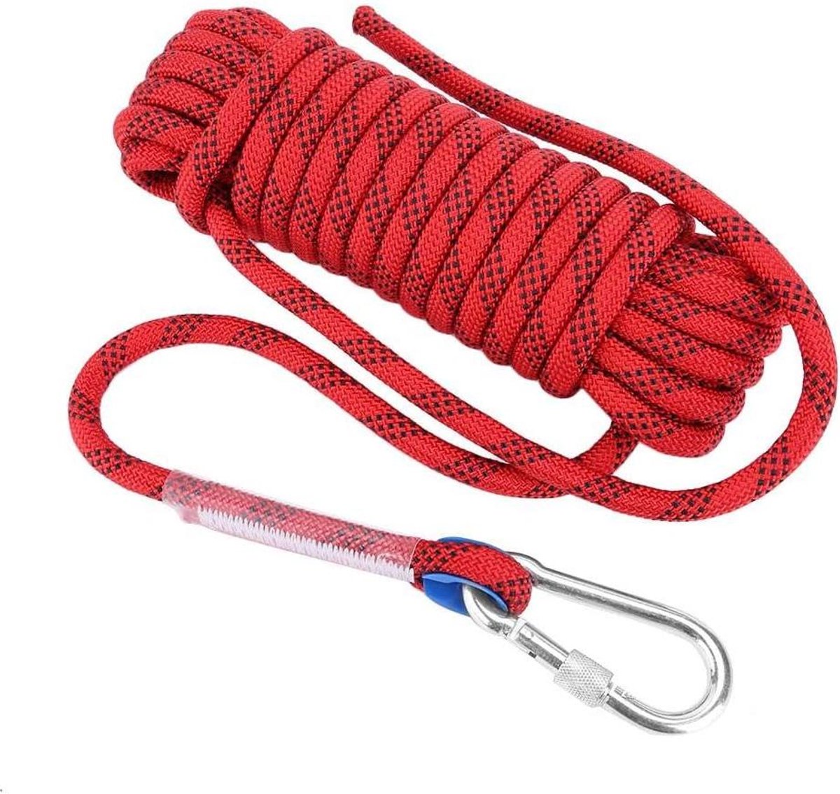 Allecto Plus - Heavy Duty 12mm Klimtouw voor Buiten Gebruik - Veiligheid en Professionele Rotsklimmen - Paracord Speleologie Touw met karabijnhaak - Survival en Klimuitrusting (10 meter)