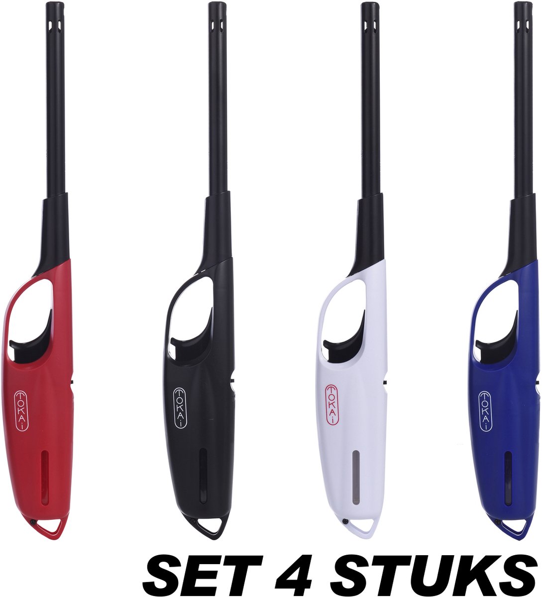 TOKAI Lange Aanstekers – 4 Stuks – Verstelbare Vlam – Extra Veilig
