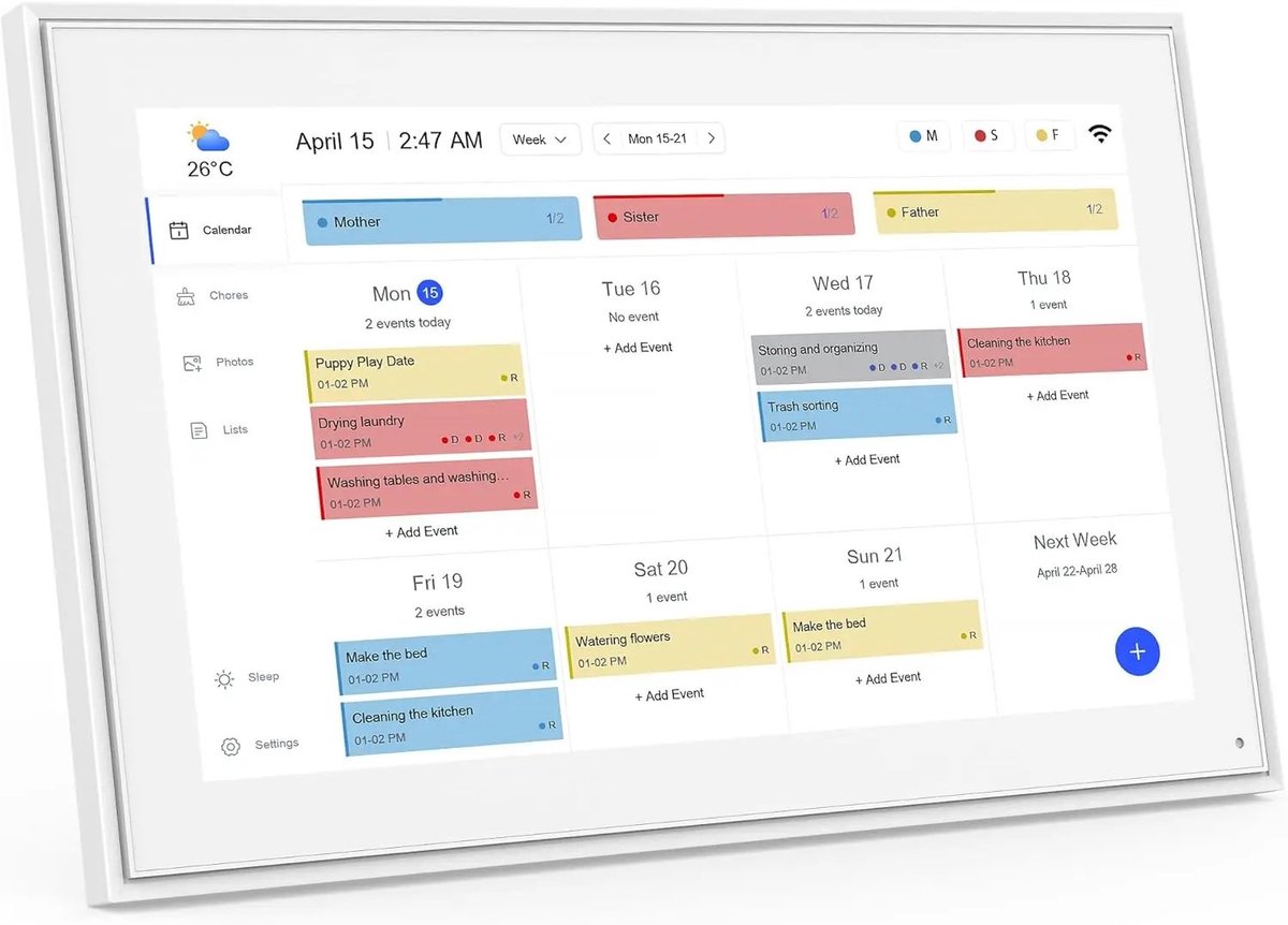 Annadue Slimme Digitale Kalender 15,6 Inch Touchscreen, WiFi