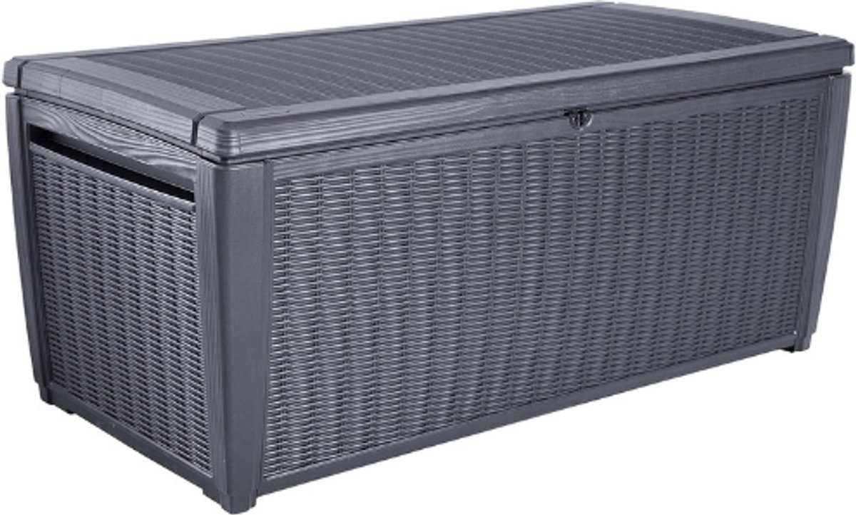 Thuys – Sumatra Kussenbox 511L – Zitbank Voor 2 Personen – Met Gasveer Deksel – Buitenopslag – Grafietkleur – 147,3 x 75,3 x 16,7 cm