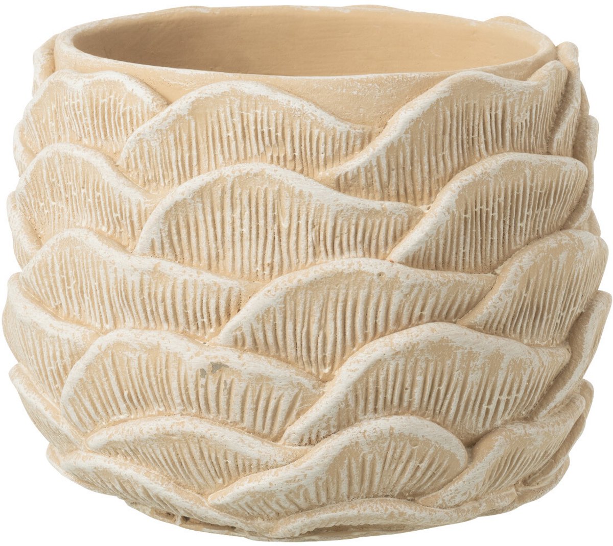 J-Line bloempot Rond Reliëf - cement - beige - small