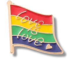Regenboog Flag Pin met Tekst "Love is Love" – Pride Pin – Love Pin voor Jas, Tas of Pet