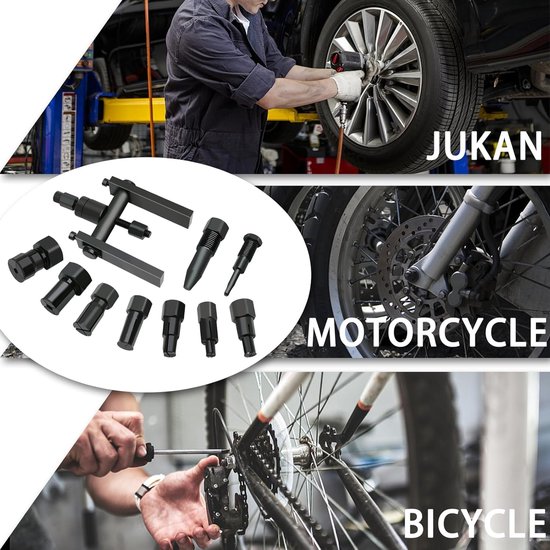 10 stuks motorlagertrekkerset - 8-25 mm motorfiets binnenlager demontage gereedschap - lagertrekker kit met doos en accessoires — afbeelding 3
