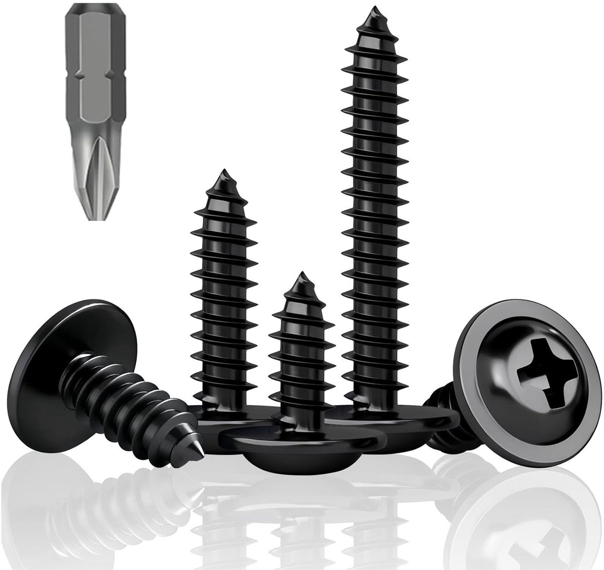 Allecto Premium - Pack van 90 zwarte houtschroeven M4.2 x 50 mm platte kop zelftappende schroeven voor plaat gipsplaat kunststof en hout