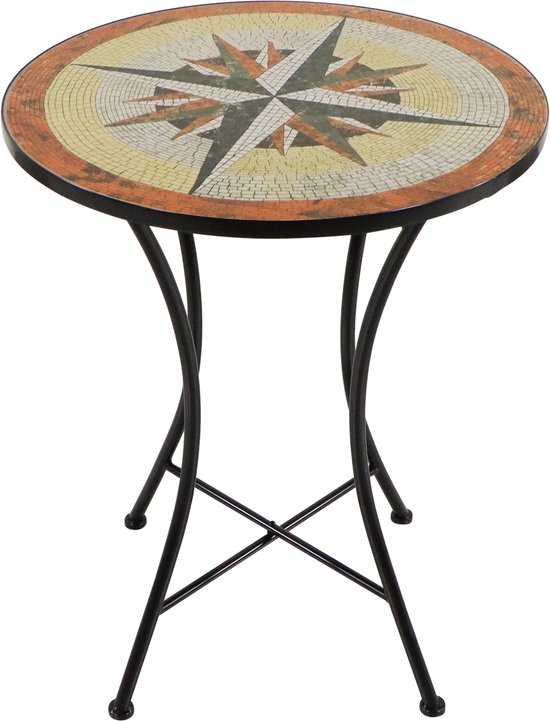 AXI Amélie Table Bistrot - Étoile Multicolore – Table de jardin en métal – Ronde – 60 x 60 x 75 cm - Aspect mosaïque – Incrustée de carreaux en céramique – Pour le jardin, la terrasse et le balcon