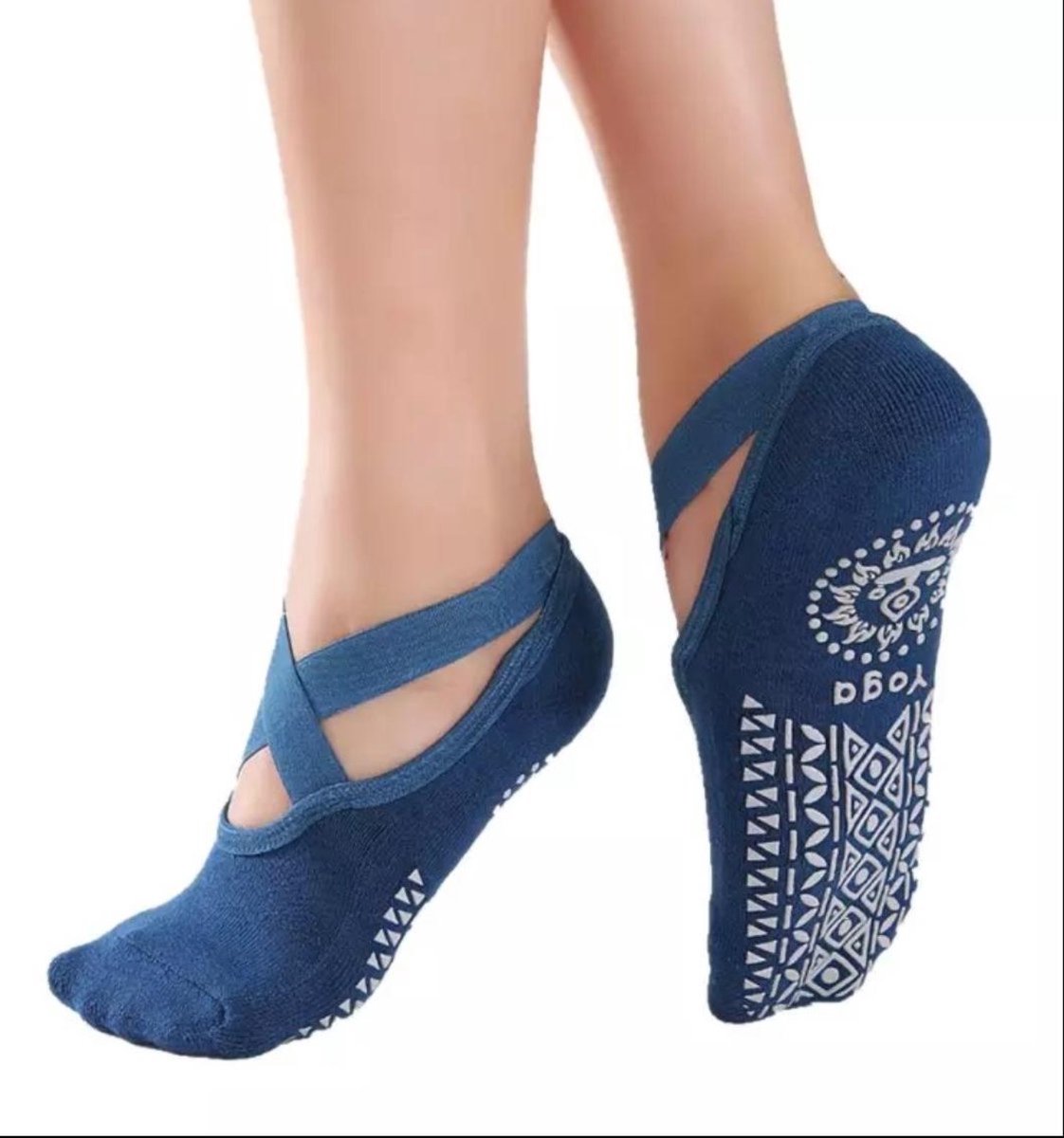 Scoby - 2 x Yoga Sokken met Anti-Slip Grip - Geschikt voor Pilates, Yoga, Ballet en Dans - Yoga Socks - 2 Paar - Blauw
