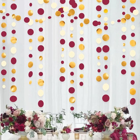 Papieren Cirkelslinger – 5 Stuks, Kleurrijke Stippen Slingers, Hangende Decoratie Voor Feestjes, Babyshowers, Verjaardagen En Kinderkamers