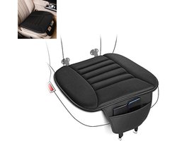Auto Zitkussen - Autostoel Kussen - Autostoelkussen - Autostoel Kussen met opbergzak - Beschermende Auto Accessoires - Comfortabel - Ademend - Stoelbeschermer voor auto-interieur/kantoorstoel/thuis - 49×46 cm - Zwart