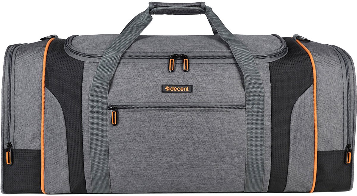 Decent FLEXPLUS Reistas 70 cm - Weekendtas / Sporttas - Ruime en lichte reistas 76 liter inhoud - Grijs/oranje