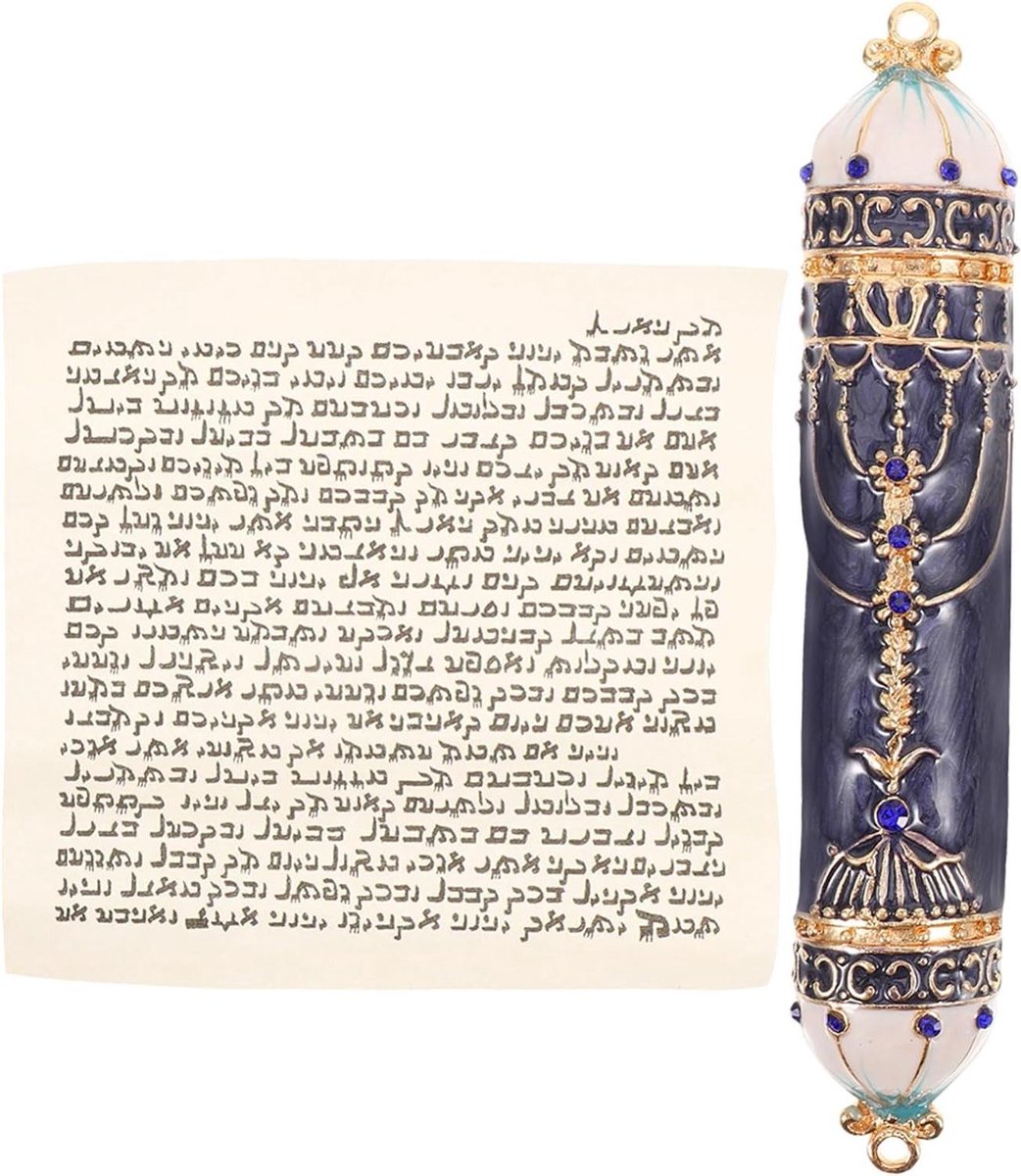 Allecto Premium - Mezuzah van Messing met Kosher Cover - Vintage Israëlisch Decor voor Deur - Hannukah Plaquette