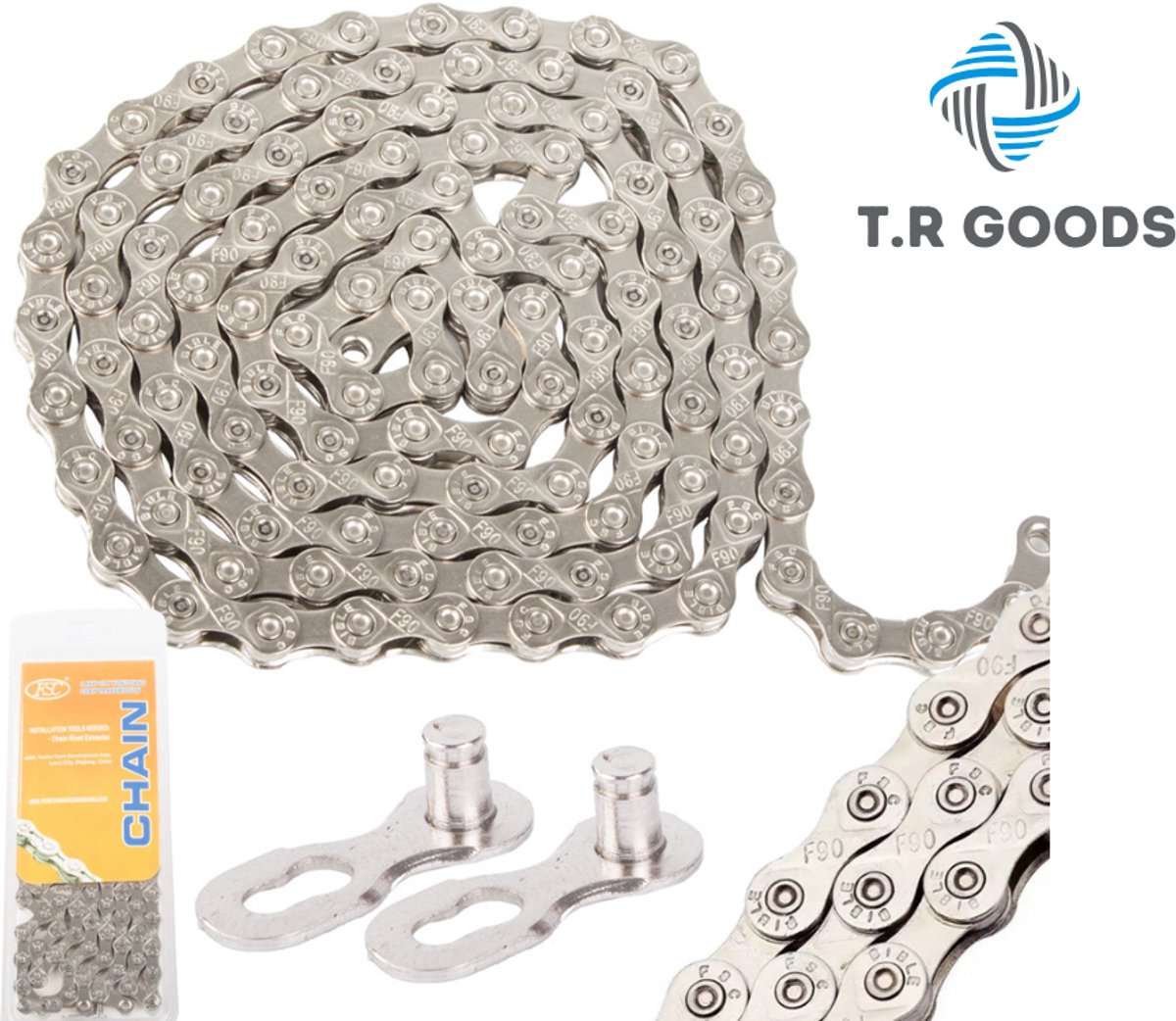 T.R Goods Fietsketting 116 Schakels – 1/2" x 3/32" – Geschikt voor 6/7/8 Versnellingen + Sluitschakel