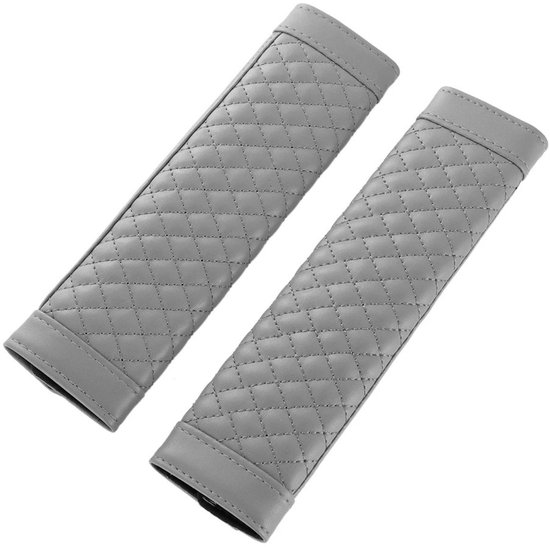 Gordelbeschermer - Set van 2 Gordelhoezen - Geruit Design Grijs - Gordelkussen - Kasey Products van Merkloos — afbeelding 4