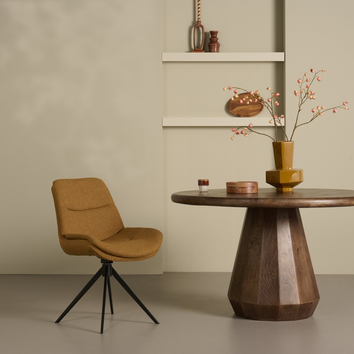 Eetkamerstoel Notion - Textiel / Metaal - Bruin - 55 x 86 x 62 cm (BxHxD)
