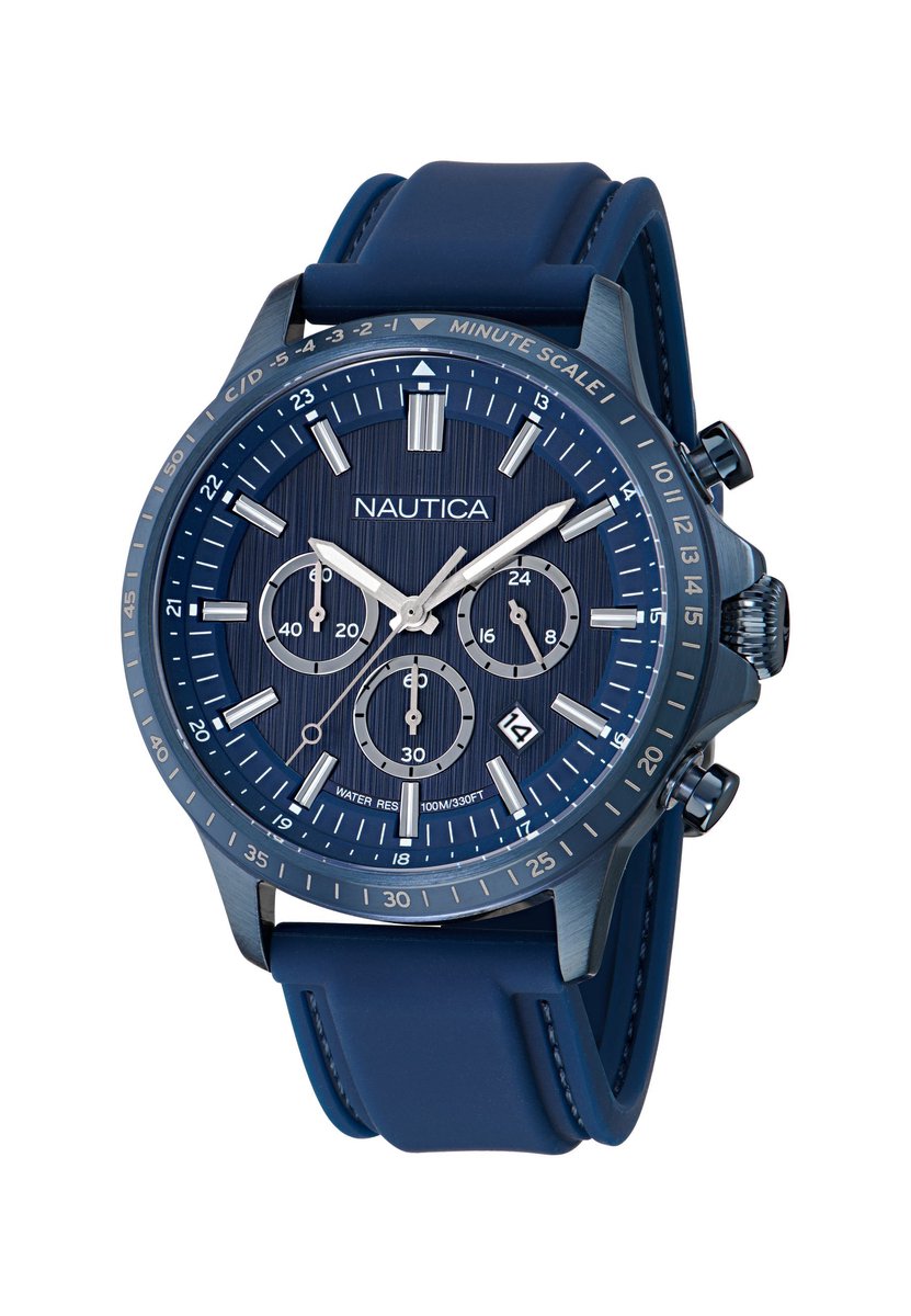 Nautica Nct Blueocean Quartz Chronograaf Horloge Blauw Kast: 100% Roestvrij Staal. Armband: 100% Siliconen 45 NAPBOS501, NAPBOS502, NAPBOS503, NAPBOS504