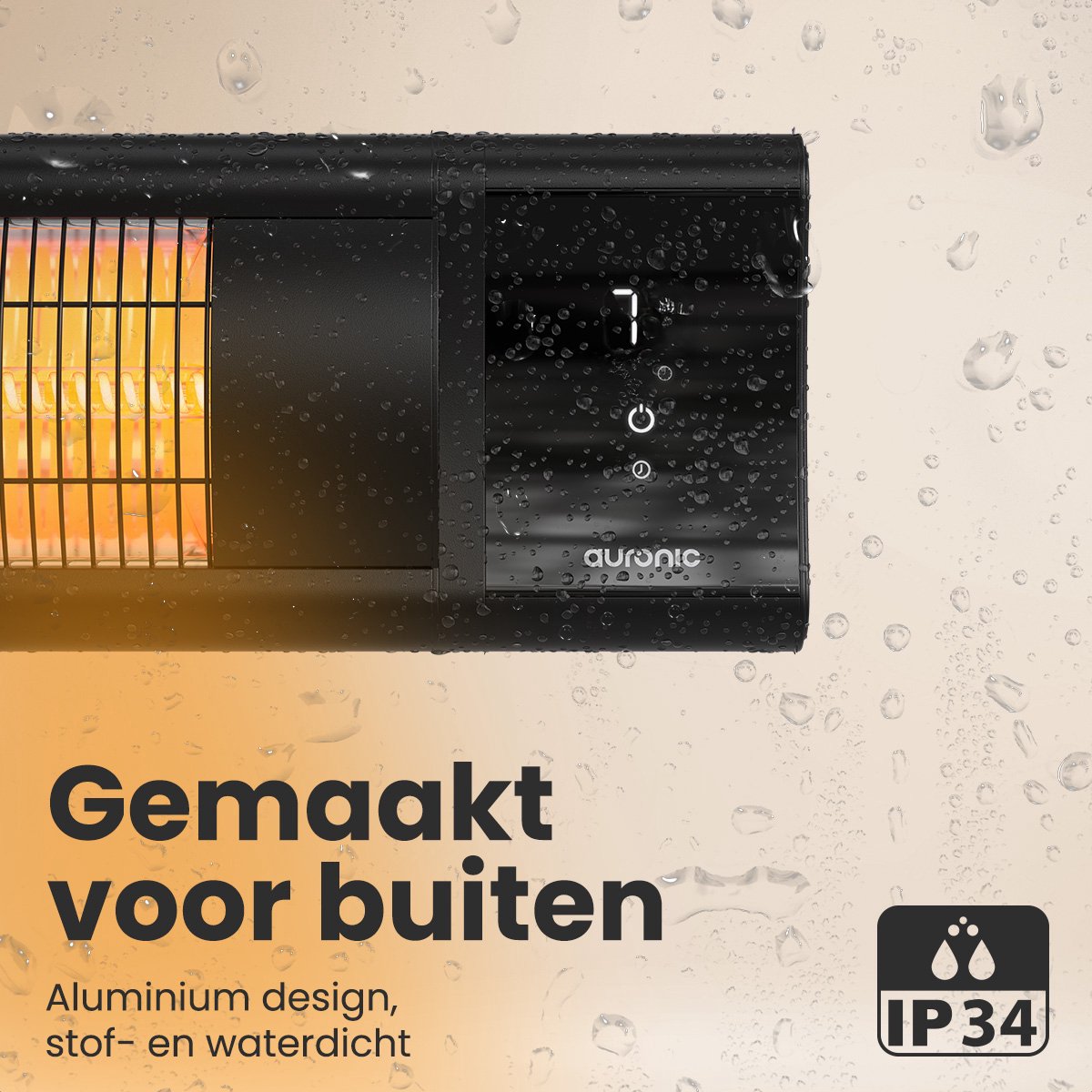 Auronic Terrasverwarmer - XL - Infrarood Verwarming - Elektrische Heater - 25m2 - 3000W - Afstandsbediening - 9 Standen - Zwart – foto 7