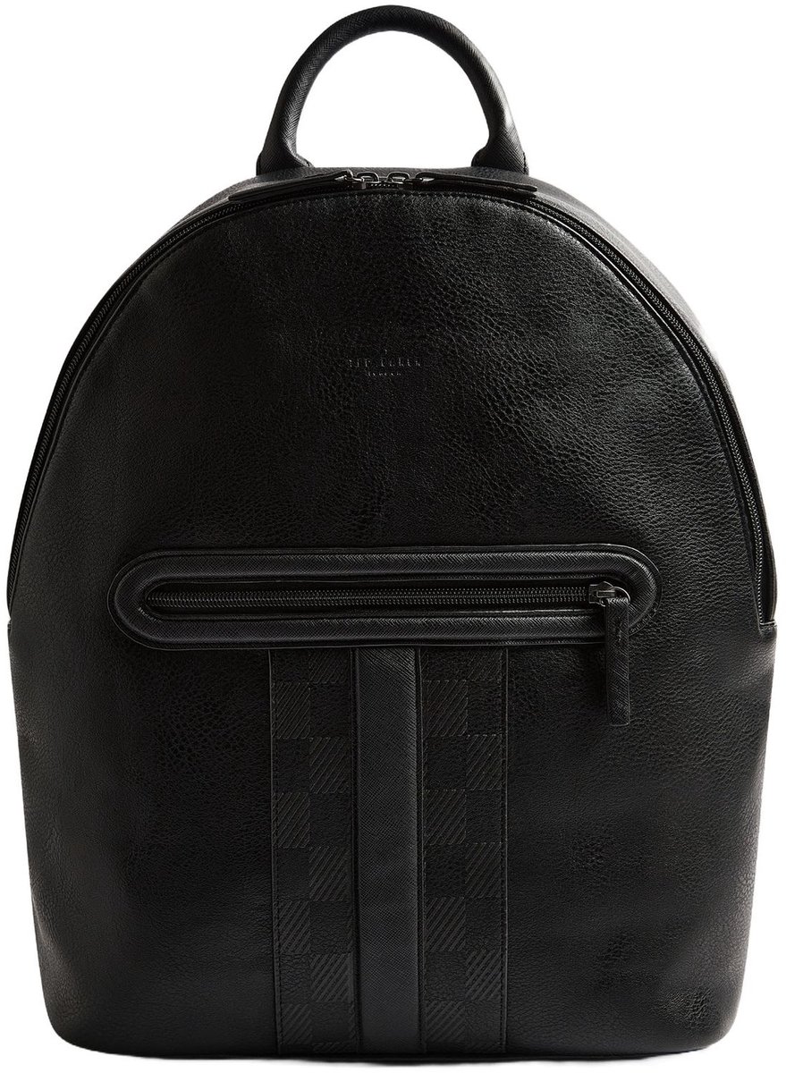Ted Baker laptop rugzak rugzak met laptopvak Waynor House Check PU Backpack Black zwart