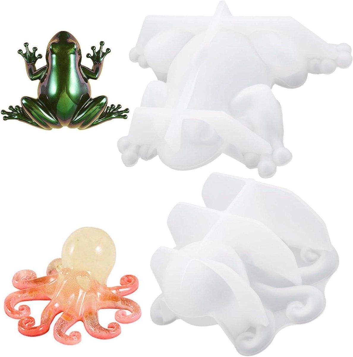 Allecto Premium - 2 stuks Octopus Kikker Resin Mallen voor 3D Crystal Epoxy Resin Gieten - DIY Home Decoratie Materiaal
