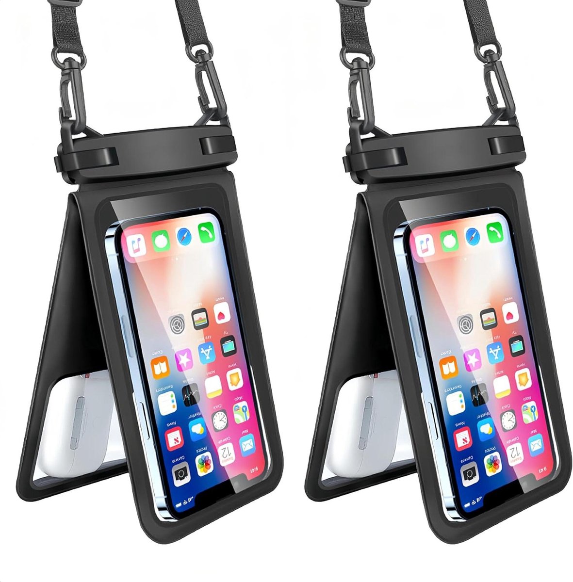Allecto Plus - Waterdichte Telefoonhoes voor Grote Telefoons met Hoes - Geschikt voor iPhone en Samsung Smartphones tot 7 Inch - 2 Stuks