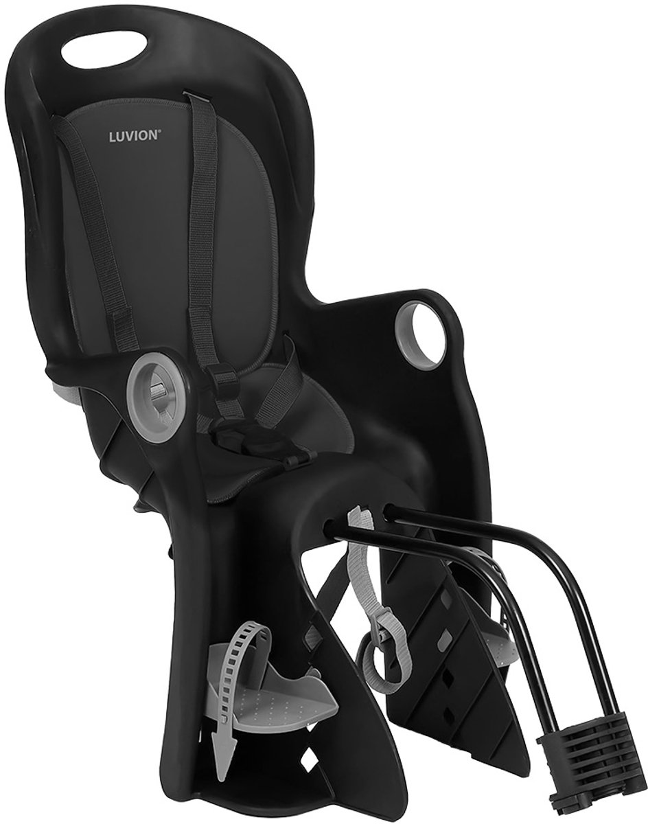 LUVION® Fietsstoel Shadow Black - Fietstoeltje achter - Achterzitje - Zwart