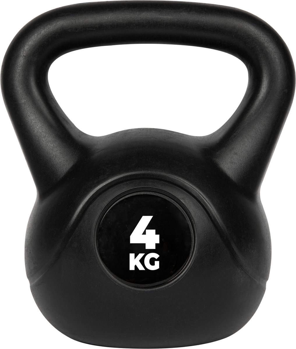 VirtuFit PVC Kettlebell - 4 kg - Zwart