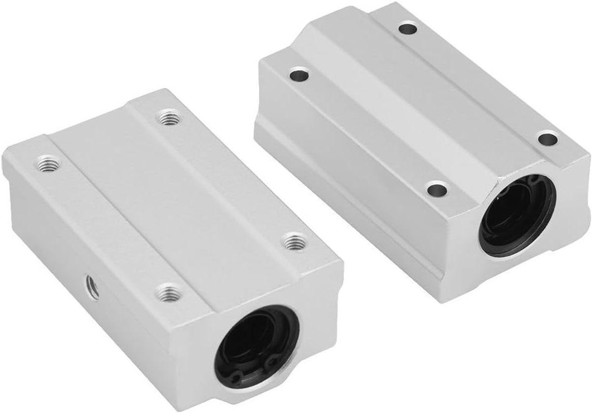 Allecto Plus - 2 stuks 12mm Aluminium lineaire beweging kogellager schuifblok voor CNC machine - Geleiding voor CNC machine - Solide blok met open lineair lager