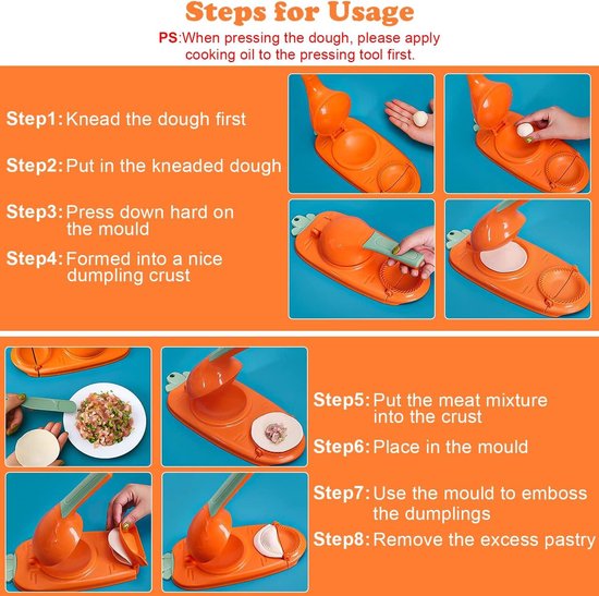 2 in 1 Dumpling Maker Mold Press Manual Dough Press Machine Ravioli Pasta Shape Bags Skin Molds — afbeelding 5