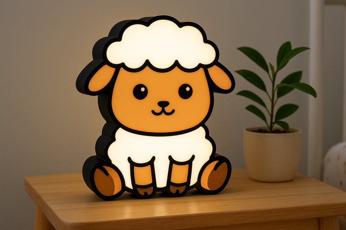 Cartoon Schaap Nachtlampje – Cute 3D Sheep Lightbox voor Kinderen – Sfeervolle LED Lamp – 