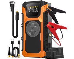 CLGP® Jumpstarter met Compressor - Startkabels - Starthulp voor Auto - Accubooster - Oranje en Zwart