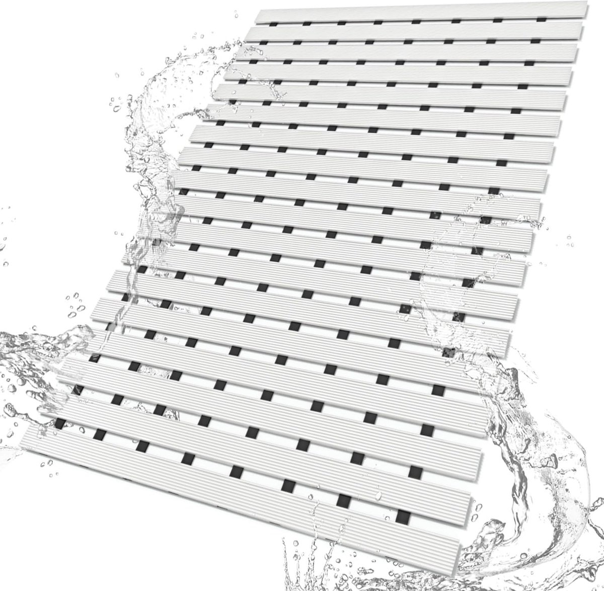 Ibenzoa® Antislip Douchemat voor Badkuip met Afvoergaten en Sneldrogend Ontwerp, 43 x 67 cm, Wit