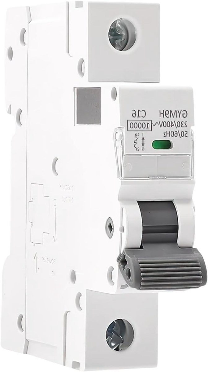 Allecto Plus - Stroomonderbreker MCB Miniatuur - 6A Breekcapaciteit - Din Rail - 230V 400V - C Curve - 1 fase 16A - Veiligheidsschakelaar