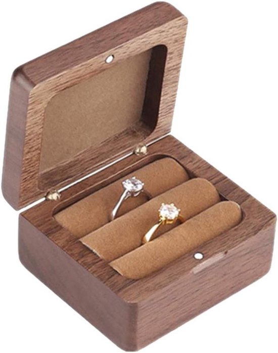 Bruiloft ringkussen houten ring opbergdoos handgemaakt - Decoratieve sieradendoos - Bruiloft ringdoos - 7 x 65 x 4 cm - Mooie toevoeging voor ceremonie