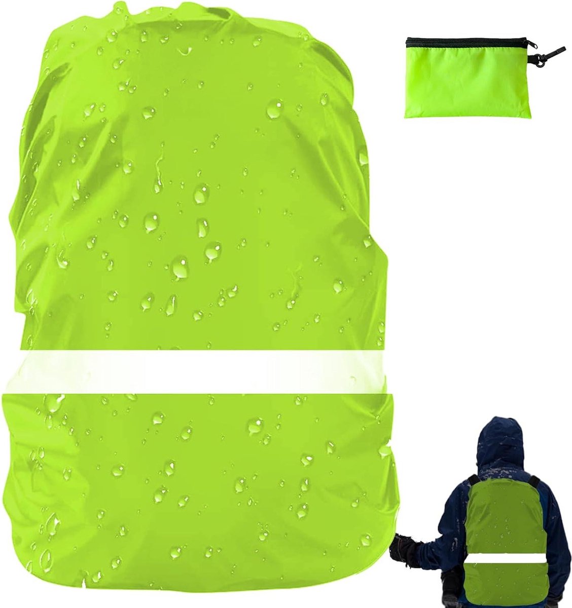 45-55 L regenhoes voor schooltas en rugzak | Waterdicht, vuilafstotend, reflecterende strepen | Veiligheid bij regen en sneeuw