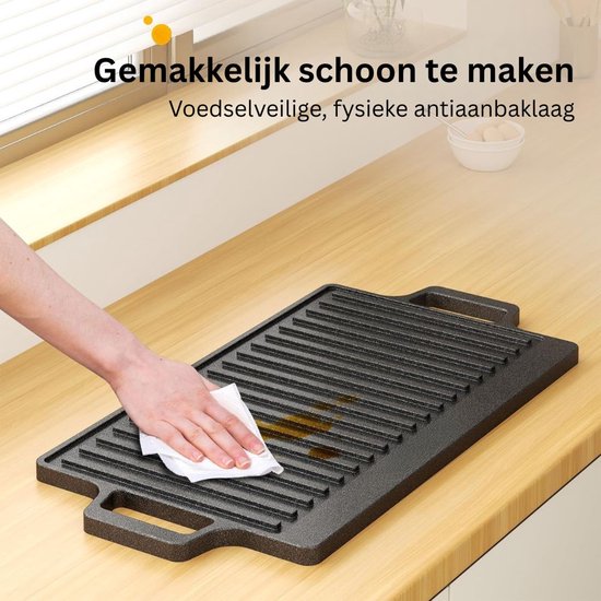 CLGP® Grillplaat Inductie - Bakplaat - Gietijzer - Zwart — afbeelding 4