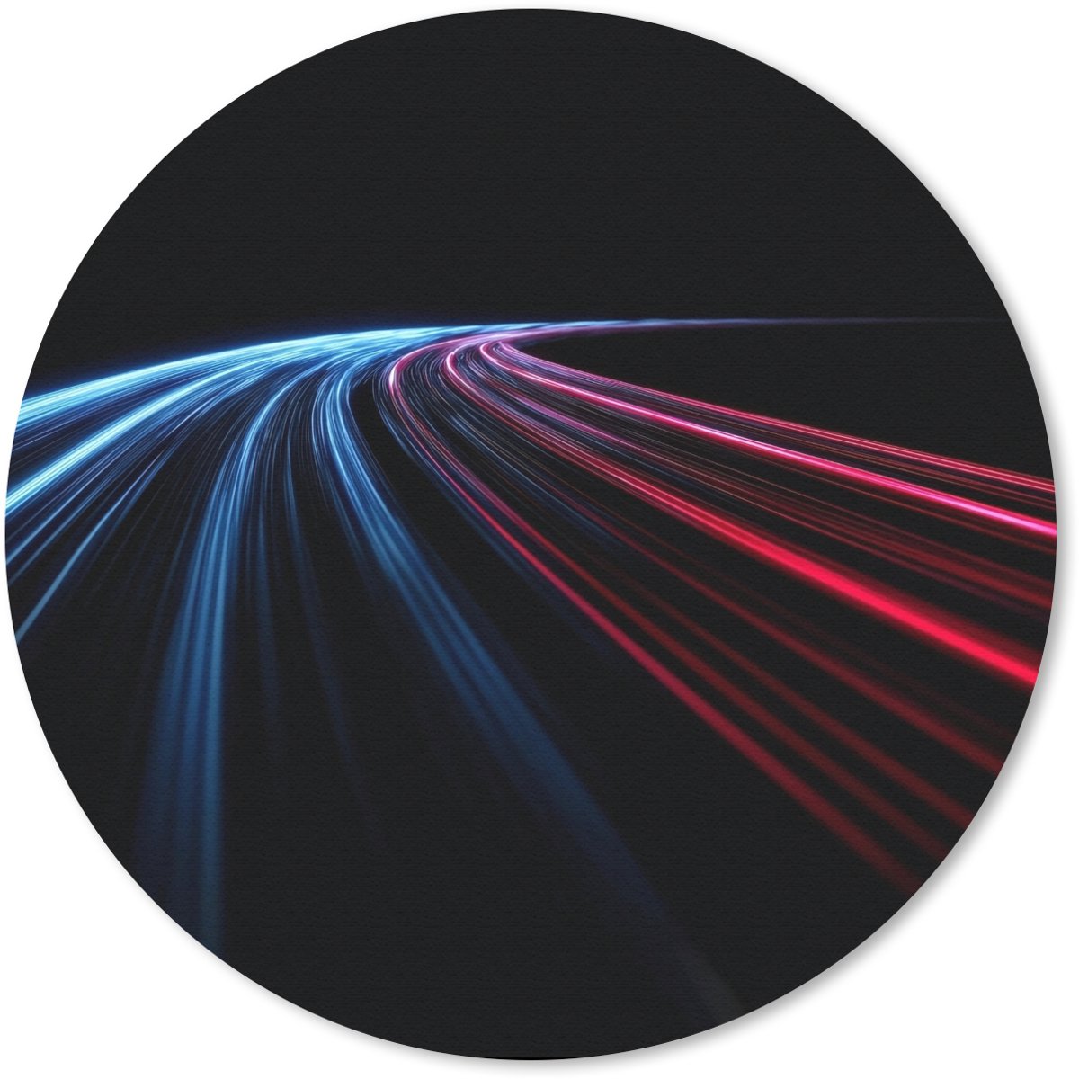 Muismat rond 50x50 cm - Mousepad Gaming - Strepen - Gebogen - Blauw - Ronde muismatten