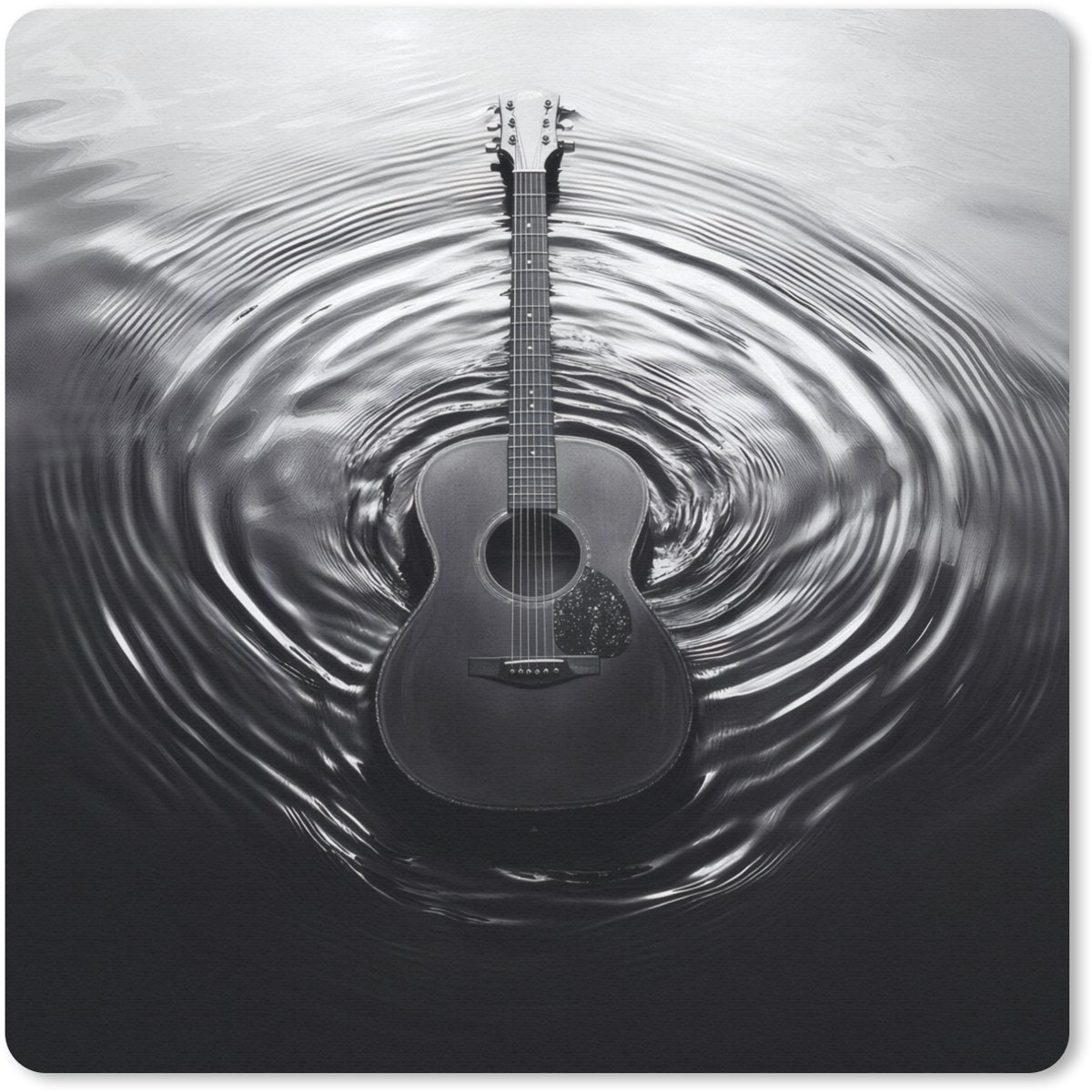 Muismat 20x20 cm - Mousepad Gitaar - Hout - Water - Muismatten