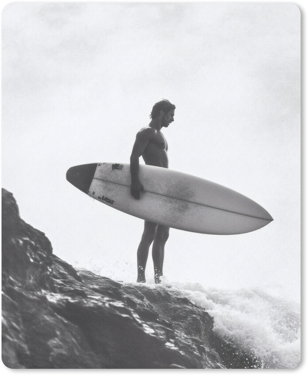 Muismat 19x23 cm - Mousepad Surfer - Rots - Oceaan - Golven - Muismatten