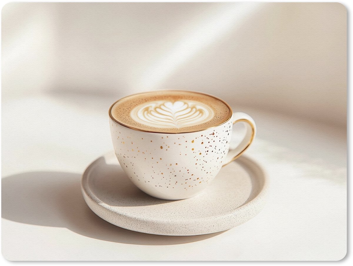 Muismat 23x19 cm - Mousepad Cappuccino - Schuim - Schotel - Beige - Muismatten