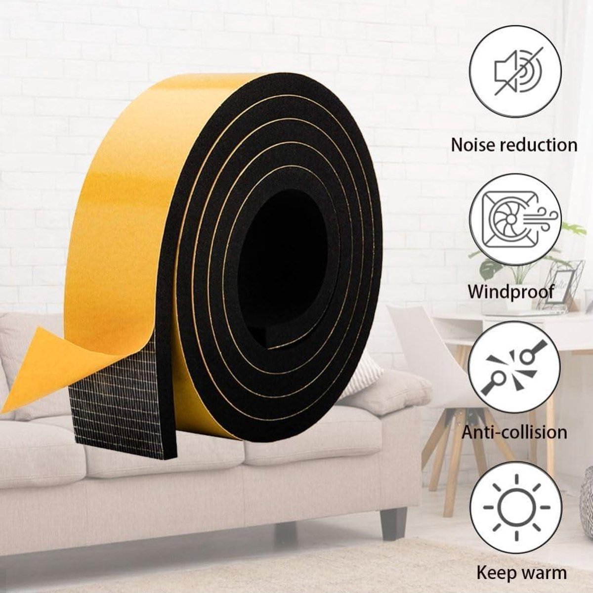 5M zelfklevende schuimrubberen tape, 50 mm breed, 3 mm dik, EVA-weerstrip met hoge dichtheid, afdichting, anti-vibratie, anti-botsing, schokbestendig voor raamdeur, auto, vrachtwagen, airconditioner