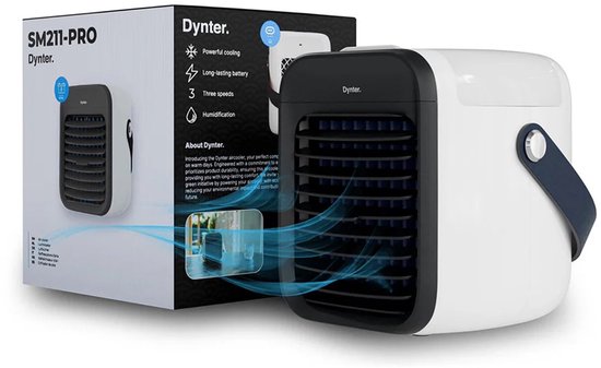 Dynter. Mobiele Aircooler - Draadloze Luchtkoeler - Mini Ventilator - Zwart (SM211)