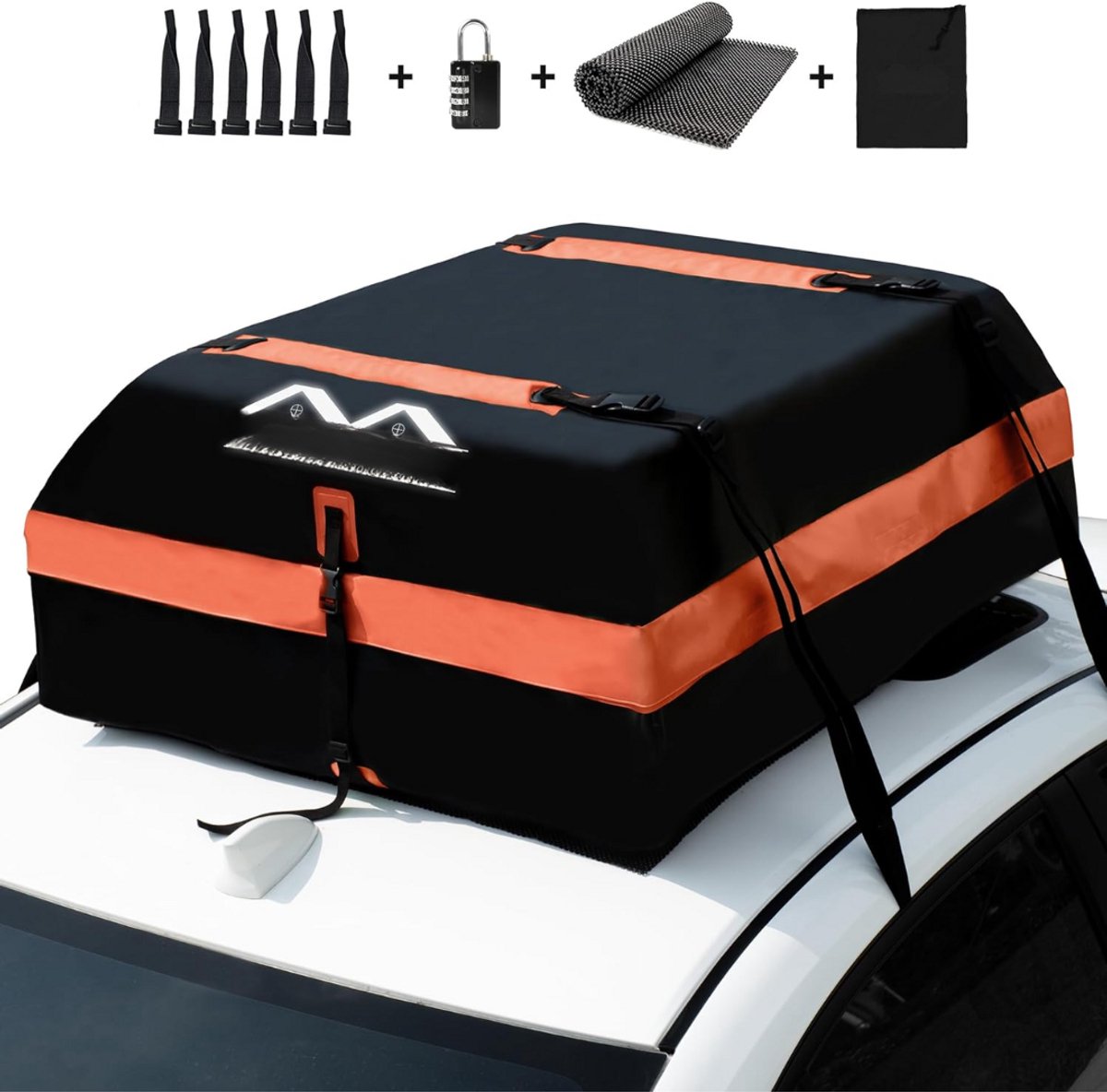 Goodivery ® Waterdichte Opvouwbare Dakbox voor Auto's - ‎Oranje 106 x 86 x 40 cm